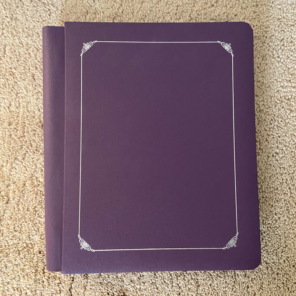 Creative Memories 8.5”x11” Purple Fabric Silver Foil Scrapbook